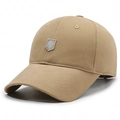 Gorra de béisbol clásica de algodón caqui con bordado de escudo y diseño de seis paneles - Ajustable / Beige Oscuro