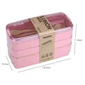 Three-layer pink 900ml wheat straw lunch box with reusable fork and spoon set - 900ml Wheat Straw 3-Layer Lunch Box (Pink)
