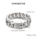 Poliertes silbernes Panzerarmband aus Edelstahl für Herren mit Zirkon-Inlay - Silber 20mm Breite (KB157319-KJX)