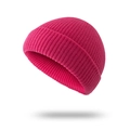Magenta knitted skull cap for men with stylish folded cuff and hip-hop streetwear vibe - Light Rose