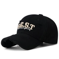 Distressed black cotton baseball cap featuring G.S.T embroidery and ripped details - Black