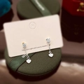 Boucles d'oreilles franges en argent S925 avec zircon brillant et pendentif coeur - Pendentif Coeur en Zircone Argent