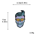 Skeleton patch with sunglasses and pompadour hair, 11cm embroidered DIY iron-on badge - 10643-Sunglasses Back Hair Skull