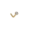 L-shaped gold stainless steel nose stud featuring a clear round zircon gemstone - 0.8*7*2mm / Gold / L-Shaped