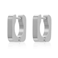 Sleek square U-shaped stainless steel earrings with high-polish silver mirror finish - Steel