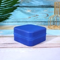 Scatola portagioie quadrata blu reale con trama intrecciata e chiusura a zip sicura - 10x10x5cm / Blu scuro