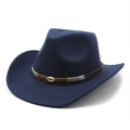Detail of dark blue cowboy hat with woven band and gold shell charm embellishment - M (56-58cm) / Navy Blue