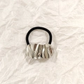 Silver wavy metal ornament on black elastic hair tie with minimalist texture - Silver Irregular Pleated 5cm