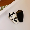 Irregular geometric hair clips set in black and cow print pattern for women - Black White Cow Pattern + Solid Black Duckbill Clip Set