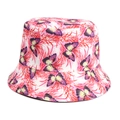 Cappello da pescatore reversibile con stampa di farfalle colorate e protezione solare - M (56-58cm) / Rosso