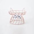 Pink cat-eared metal wire pet bowl stand with a cute polka dot bow decoration - Pink Bowknot Stand