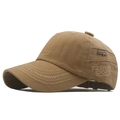 Gorra de béisbol de algodón caqui con placa de metal Style y bordado de Fashion Sports - Ajustable / Caqui