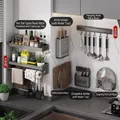 Space aluminum gun grey kitchen shelf set with 40cm spice rack and knife holder - 7-Piece Set Best Seller