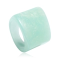 Detail of wide mint green resin ring with pearlescent shimmer and wavy texture - One Size / Mint Green
