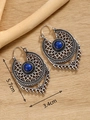Bohemian gold ethnic earrings with blue turquoise stone and dimensions 5.7cm x 3.4cm - Silver FX732 With Turquoise