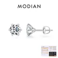 Orecchini a perno in Moissanite 1ct in argento 925 con castone a corona a 6 griffe - Argento Sterling S925 (1.00Ct*2/6.5mm)