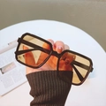 Retro oversized square sunglasses with black frame and yellow tinted lenses for women - Black Frame Yellow Lens