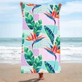 Tropical double-sided beach towel with bird of paradise and palm leaf floral prints - B32-Tropical Bird of Paradise Flower