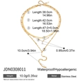 Detailed size and weight specifications for a gold multi-layer teardrop zircon necklace - Gold Multi-layer Water Drop Pendant Style (JDN0308011)