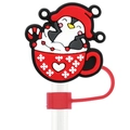 Christmas penguin in a red mug silicone straw topper for 10mm reusable straws - 11-Penguin Cup C