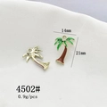 Detail of 21mm coconut tree enamel pendants with green lacquer for DIY jewelry making - 4502# Coconut Tree