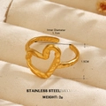 18K vergoldeter Edelstahl-Herzring mit gehämmerter Textur und offenem Design - Gehämmertes Hohldesign (1178)