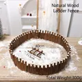 Log wood fence and ladder set for Christmas village decor with natural bark texture - Natural Wood Fence with Ladder Set