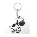 Cute cartoon zebra keychain accessory made of soft PVC with silver metal ring - Zebra Keychain