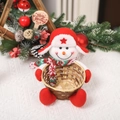 Cute snowman Christmas candy basket with plush hat and woven bamboo for holiday table decor - B-c194 Snowman Doll Candy Basket