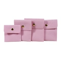 Pink velvet jewelry pouches with gold snap button in four different sizes - Small / Pink