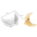 Moon-shaped silicone resin mold with finished yellow flower specimen art, 21.9x21.4x4.6cm - Moon
