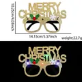 Funkelndes goldfarbenes LED Frohe Weihnachten Brillengestell mit Festtagselementen - Integrierte LED-Blinkbrille / Goldener Glitzer Buchstaben-Stil