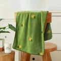 Toalla de vellón de coral verde absorbente con bordado de piña amarilla brillante - 35×75cm / Verde (Piña)