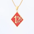 Collana con ciondolo a rombo dorato 1%er in smalto rosso e catena a scatola da uomo - Logo a Rombo 1%er / Con catena / Oro Rosso Oliato