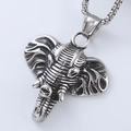 Close-up of vintage silver elephant head pendant with detailed textures and box chain necklace - Detailed Elephant Head Pendant (Style 9)
