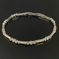 Bracciale tennis argento minimalista con maglie rettangolari e zirconi cubici rotondi - Bracciale a Barra Bicolore SL371