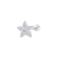 Piercing d'oreille étoile en argent S925 avec zircons et fermoir à vis sécurisé - Étoile à Cinq Branches #14