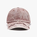Berretto vintage in cotone lavato rosa polvere con dettagli usurati fatti a mano - Rosso (24A210)