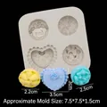 Molde de silicona mini de 4 cavidades para dulces navideños con alces y corazones - 1# 4-Cavidades Corazón y Flor / Gris