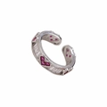 Luxuriöser silberner offener Ring mit rosa Herz-Zirkonen und klaren Kristallen im Design - Silber (D9110)