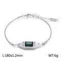 Bracciale a catena serpente d'argento con pietra smeraldo rettangolare e cristalli - Bracciale in acciaio/argento (KB169958-KLX)