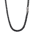 Collar de hombre de acero inoxidable trenzado negro con cierre de seguridad en fondo blanco - Negro