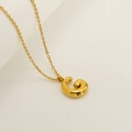 Golden stainless steel bubble letter C pendant necklace with a polished metallic finish - Letter G / Gold