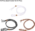 18-piece handmade woven necklace cord set in white, black, and brown with adjustable net cages - Black