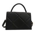 Elegant black quilted crossbody bag with diamond pattern and gold hardware details - Black