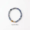 Detail of Misty Blue beaded bracelet with natural stone texture and golden accents - Azurite Misty Blue Style (WB335)