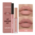 Nude pink matte liquid lipstick and lip liner set shade #08 for long-lasting lip contouring - 08