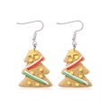 Christmas tree drop earrings with colorful ribbon details and yellow star accents - Resin Christmas Tree Drop Earrings