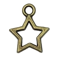 Ciondolo a stella pentagramma in bronzo antico con design cavo per gioielli fai-da-te - Stella Cava B 12x14mm
