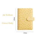 A6 Macaron yellow ostrich texture PU leather notebook binder cover with snap closure - A6 Yellow (Cover Only)